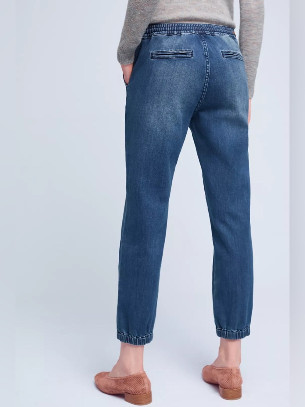 Anthropologie Pilcro Denim Joggers medium wash blue Womens size medium - Picture 2 of 8